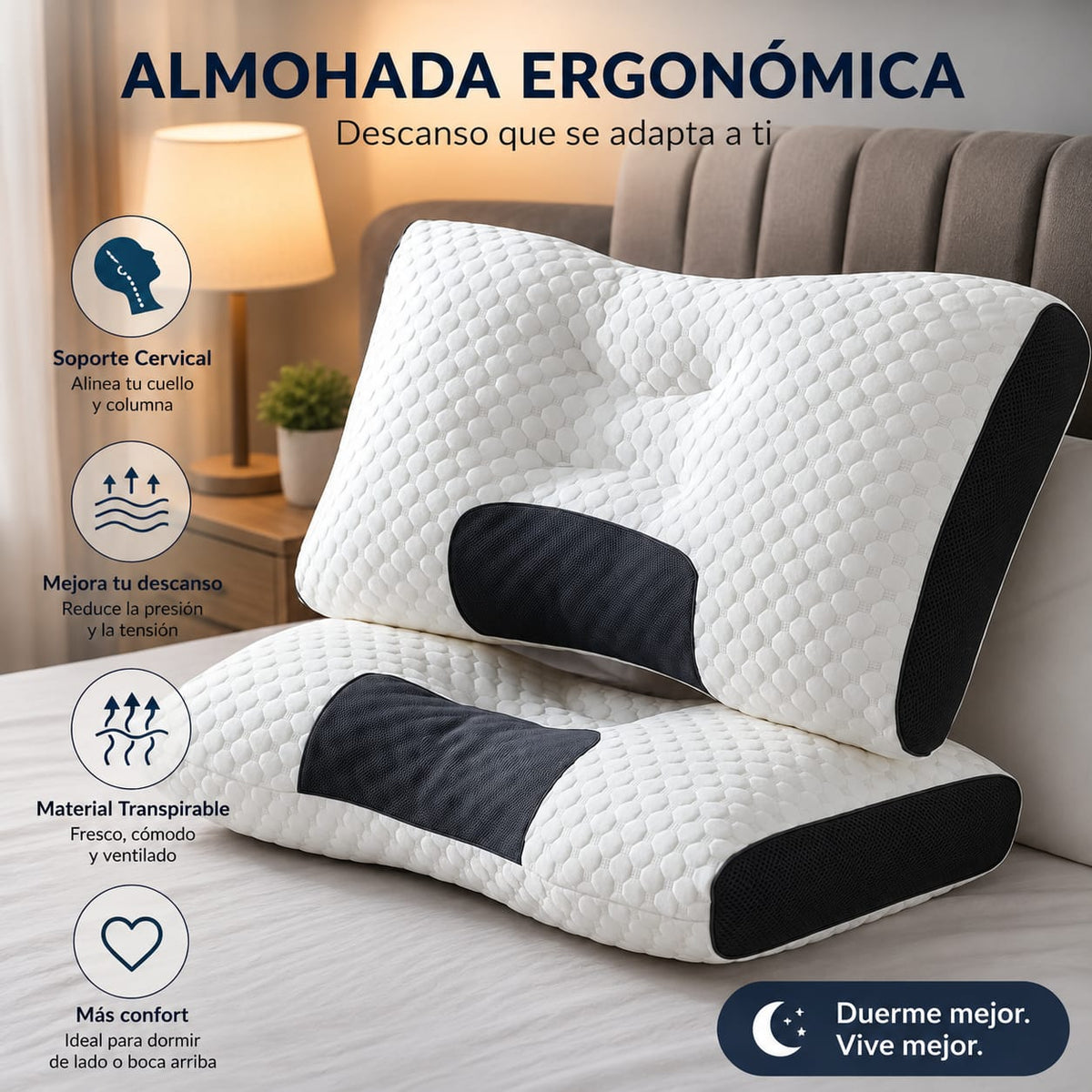 🛏️ALMOHADA ERGONÓMICA🤩